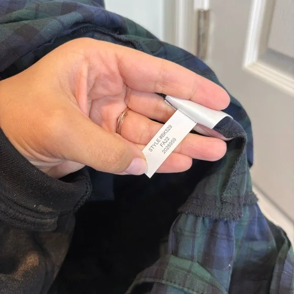 J Crew Smocked Tiered Midi Dress in Tartan Plaid Navy Green - Picture 7 of 8